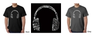 LA Pop Art Mens Word Art T-Shirt - Headphones - Music in Different Languages